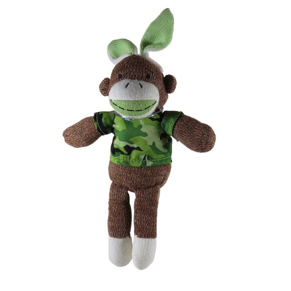 DanDee Sock Monkey Plush Camo Bunny Ears Green and Pink 10" Lot Easter Toys - Picture 3 of 16